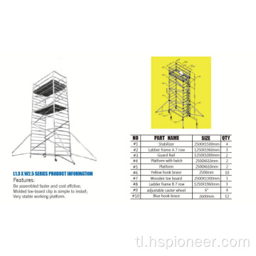 Sistema ng tower ng aluminyo scaffolding